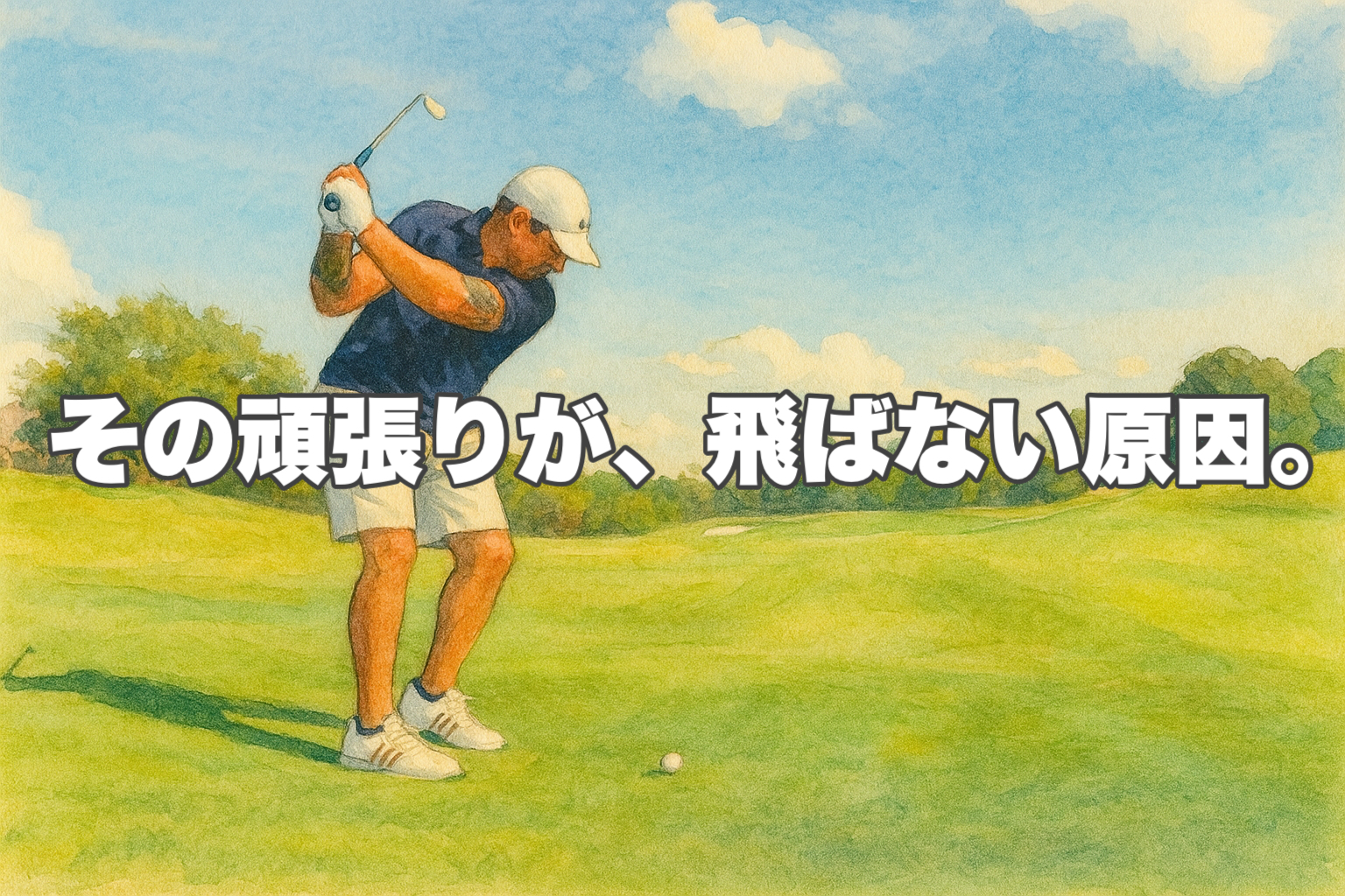 手上げを防ぎ、体の回転で上げるゴルフの正しいバックスイングのイラスト